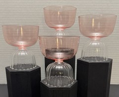Set of 4 Pink Imported Tutu Pedestal Cocktail/ Water Coupe Glasses