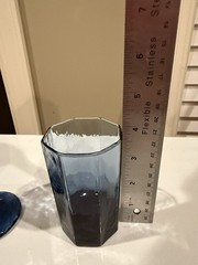 VTG LIBBEY BLUE PANELED OCTAGON 1 STEMMED JUICE GOBLET & 1 —4 oz Juice glass