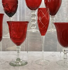 Ruby Red Water Glasses Wine Glasses Mixed Set Various Sizes and Maker Set of 10