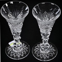 ELMIRA #17 AMERICAN BRILLIANT CUT GLASS SHERRY GLASSES (8) C.1903-1905