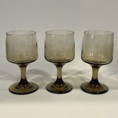 Vintage Libbey Tawny Accent Stem Glasses 1970s Set of 6 MCM Smokey Amber Modern