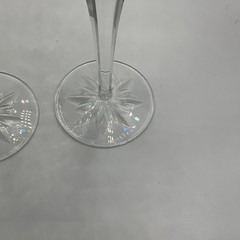 Pair Waterford Crystal Snow Crystals Champagne Toasting Flutes 2004 – 2 Glasses