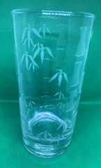 Clear Ice Tea Glass With Etched Bamboo Leaves-Classy-Elegant-Gift Or Replacement