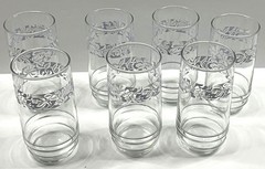 Set of 7 Corning Corelle Sand and Sea Tall Glass Tumblers Vintage 5.75″ Blue