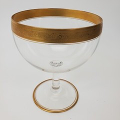 Set of 4 Italian Crystal w/Gold Encrusted Swag Rim Dessert Glasses 5.5″H X 4.5″W