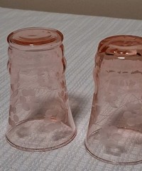 Vintage Pink Depression 2 Of Each Size Glasses With Floral Etching – Set Of 6