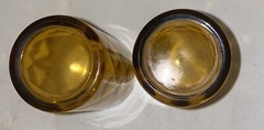 2 Vintage Anchor Hocking Honeycomb Optic Diamond Gemstone Amber Tumblers 70s
