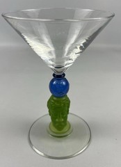 Vintage 1996 Richard Jolley Glass Bombay Sapphire Martini Glass Art Glass Stem