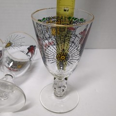 4 Vintage 1952 Libbey Gold Rim Treasure Island Stemmed Tall Cordial Glasses 5″