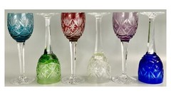 WEBB CORBETT Prince Regent Cut To Clear Hock Wine Glasses—SET OF 6—Multi Color