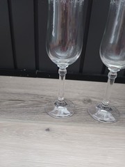 VTG Platinum Silver Rimmed Fluted & Etched Crystal Champagne Glass 8″ – Set 3