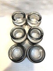 Clear Glass/Large Silver Band-Small-3 In./Footed/Stackable Tumbler Set (Qty. 6)