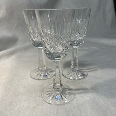New Set of 3 Galway Wedgwood Irish Crystal Wine Goblets Cut Base , 7 Inches