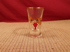 Bockling German Shot Glass 3 1/2″ Gold Trim Applied Baubles