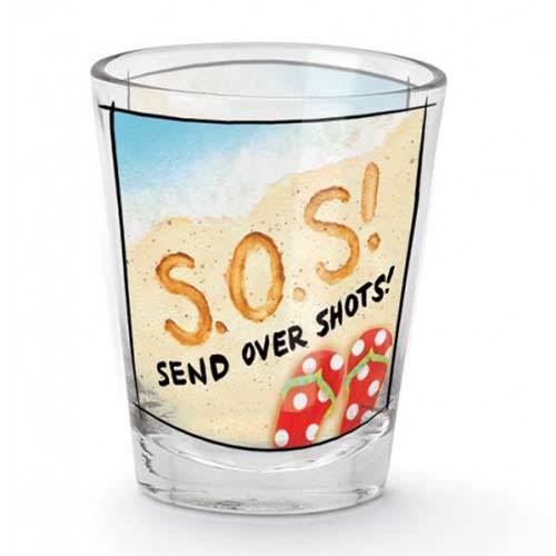 Tropical Beach Shot Glass «SOS Send Over Shots» 1.5 oz – 849-57