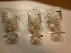 Vintage Indiana Glass Crystal PEBBLE LEAF Clear 6oz. Water Juice 3 Goblets
