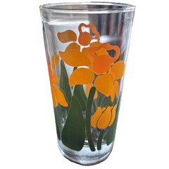 Vintage Anchor Hocking Nina Daffodil Glass Tumbler 1983