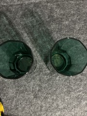 Vtg Anchor Hocking Essex Teal Green 10-Panel Tea/Highball Glasses 5.75″ Pair *