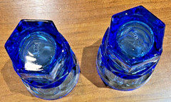 Vtg Fostoria Argus Blue Henry Ford Museum HFM Set of 4 Juice Glasses 2 7/8″