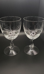 Fostoria Crystal Gray Cut Spring Pattern Water Goblet – set of 2