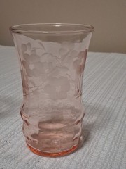 Vintage Pink Depression 2 Of Each Size Glasses With Floral Etching – Set Of 6