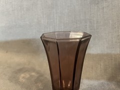 4 Vintage Independance Glassware Octagonal Ice tea Glasses In Tawny Brown