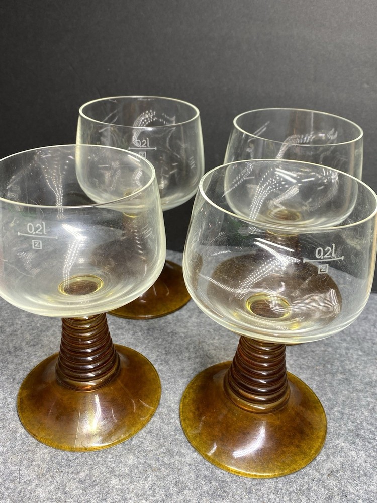 Lot of 4 Schott Zwiesel Roemer Amber Beehive Stem Glasses Germany 5.5”