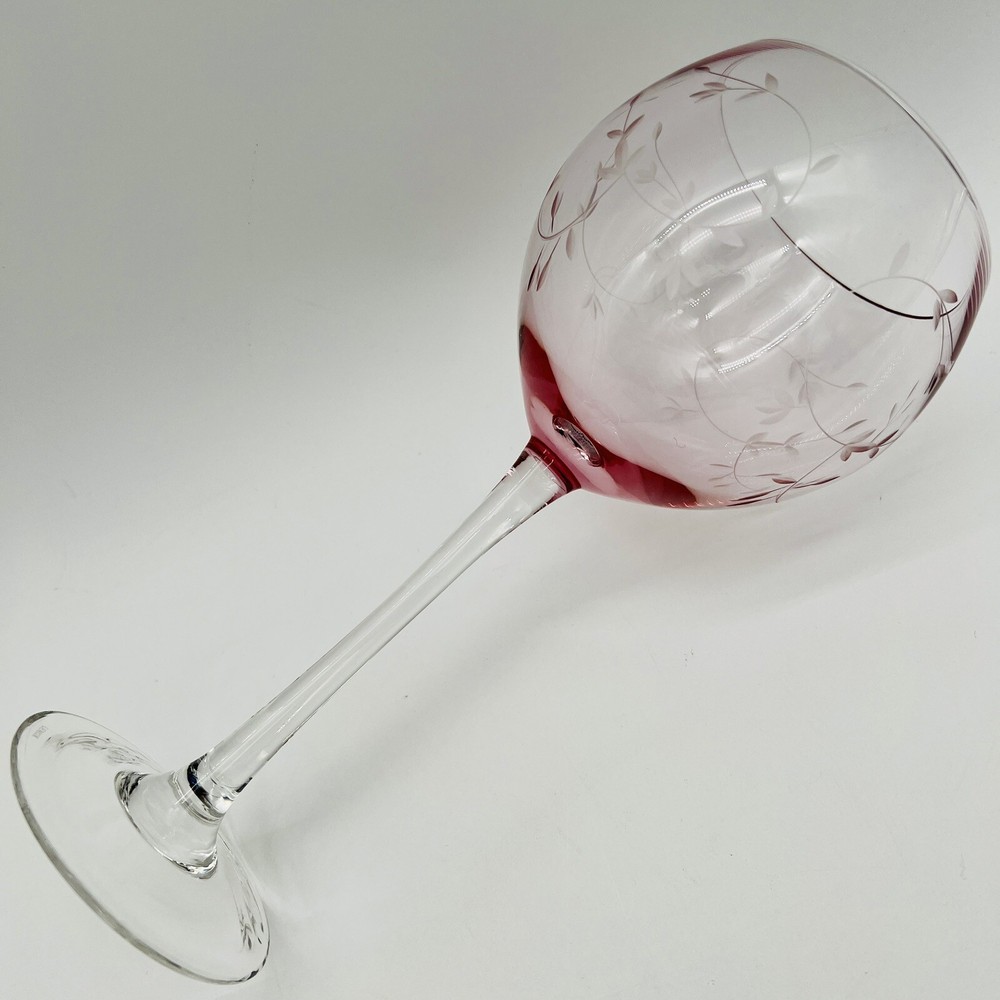 Lenox Crystal Heather Pink Balloon Wine Glasses 8 7/8”
