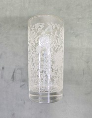 Vintage Libbey MCM Frosted White Lace Floral Glasses 5.5” Gold Rimmed