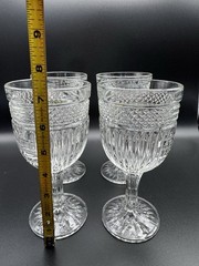 Vintage Libbey Radiant Water/Wine Goblets 4 Diamond/Vertical Cut Stem Glass Set