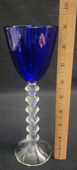 Baccarat France Vega Fortissimo Crystal Cobalt Blue 9″ Wine Glass
