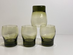 Libbey Perception Olive Green Double Old Fashioned Glasses Set of 4 VTG