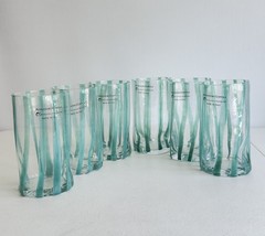 Alessandro Coppola Murano Italy Aqua White Art Glass Tumblers Set of 6