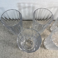 Vintage Paşabahçe Ribbed High Ball Glasses 1980’s Crystal Bar Ware Set Of 6