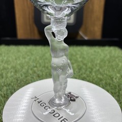 Vintage Bayel Crystal Bacchus Male Nude Frosted Figural Stem Wine Glass 7 1/4″