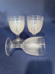 3 Antique Victorian clear/frosted pressed glass water goblets MARQUISETTE c.1870