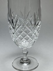 Vintage Crystal Iced Tea Glass Mikasa Criss-Cross Pattern with Fans 6.75”