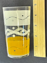 Glass Tumbler Vintage Geometric Orange White Mid-Century Juice Drinking Glass