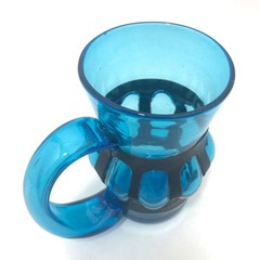 Vtg MCM BEER TANKARD Cobalt Blue Brutalist Fused Caged Glass Felipe Derflingher