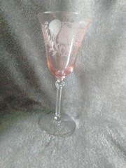 Pink Wine Water Goblet 8 1/4” 10oz Elegant Etched Glass