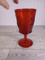 Vtg L.G. WRIGHT GLASS «STRAWBERRY & CURRANT RUBY» RED WATER GOBLET 6-1/2″