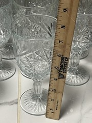 Vintage Libbey Hobstar Clear Glass Star Burst Wine/Water Goblets ~ Set of 10