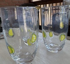 Anthropologie Lime Slice Drinking Glasses Set Of 3