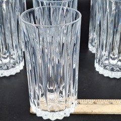7 Cristal D’Arques Durand Classic Highball Glasses Set 5.75″ Clear Vertical Cut