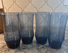 Libbey Glass Tumblers (Set of 4) Dusky Apollo Blue 6 inch Tall #24