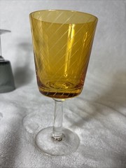 Pair of Pols Potten Library Wine Glasses Amber Yellow & Smoke Gray Etched