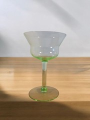 Vintage Uranium Glass Coupe Sherbet Glasses Set of 6 UV Reactive Depression Era