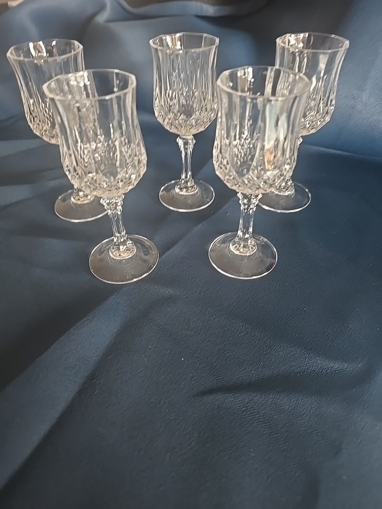 5 PC Set Cristal D’Arques Longchamp 2 oz Crystal Glasses Cordial Liqueur Sherry