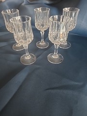 5 PC Set Cristal D’Arques Longchamp 2 oz Crystal Glasses Cordial Liqueur Sherry