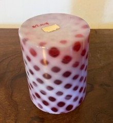 Antique 19th century Cranberry & Clambroth White Honeycomb Blown Glass Tumbler